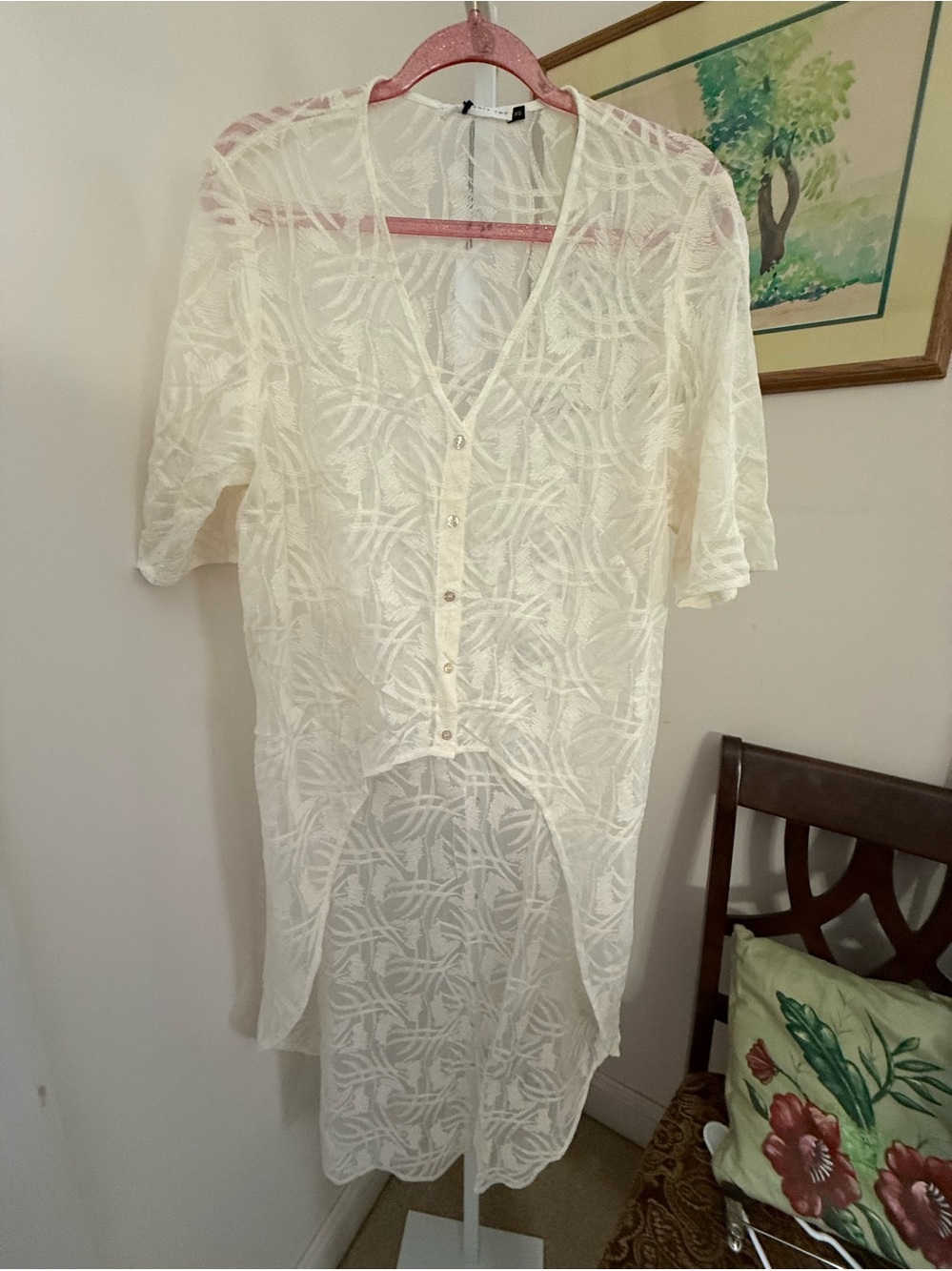 Three Eighty Two Short Sleeve Lace Cover Up. NWT. Size XS